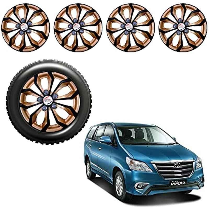 Auto Pearl 4 Pcs 15 inch ABS Golden & Black Car Wheel Cover Set for Toyota Innova 2013 & 2015