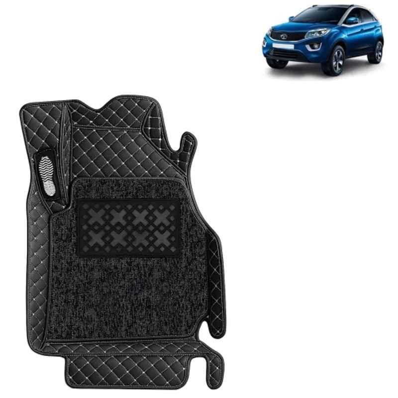 Kingsway 3 Pcs Premium 7D 100% Waterproof & Washable PU Leatherette Classic Black Car Floor Mat Set for Tata Nexon 2017 to 2019 All Model