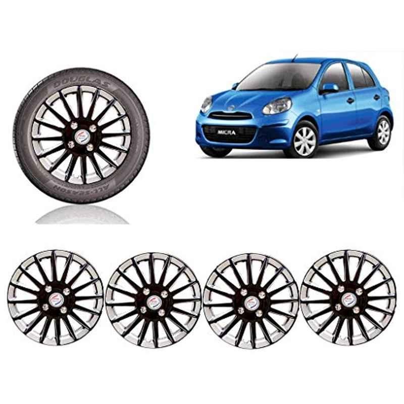 Auto Pearl 4 Pcs 14 inch ABS Black Premium Car Wheel Cover Set for Nissan Micra XE