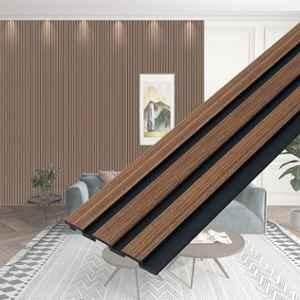Plantex 21 Sqft 5 inchx8ft Wooden Classic Strip Wall Panels/Wooden Louvers Panel for Wall 8ft/Charcoal Panel for Interior Wall Decor/3D Wall Panel (Pack of 7)