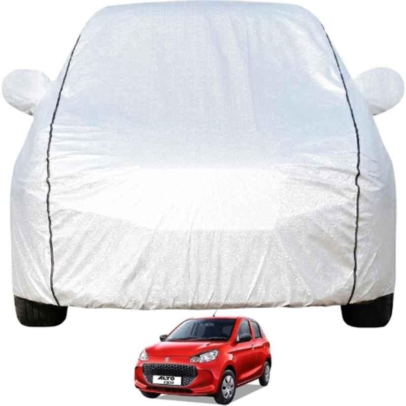Allextreme Polyester Silver Car Cover with Mirror Pocket for Maruti Suzuki Alto K10 2022 & 2026 Models, PV-MSK10