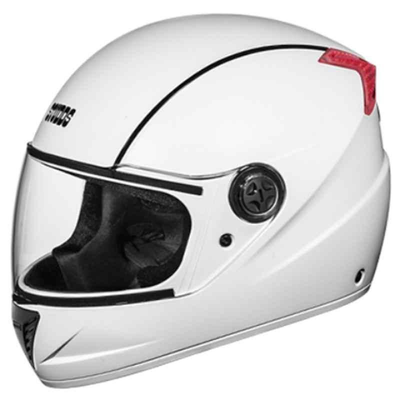 Studds Professional White Full Face Motorcycle Helmet with Black Strips, Size: XL