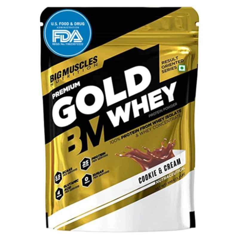 Big Muscles 1kg Cookies & Cream Premium Gold Whey Protein