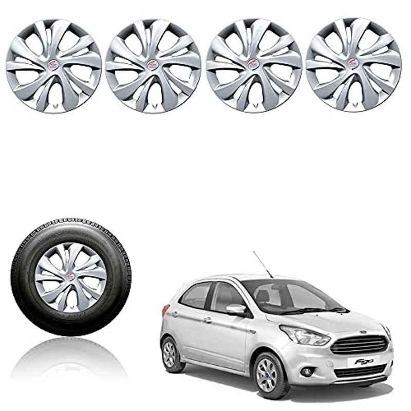 Auto Pearl 4 Pcs 14 inch Plastic Silver Wheel Cover Set for Ford Figo 2015