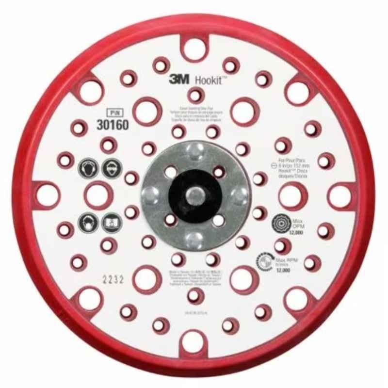 3M Hookit 150mm 5/16-24 in 53 Hole Red Low Profile Abrasive Disc for Back-up Pad, 30160