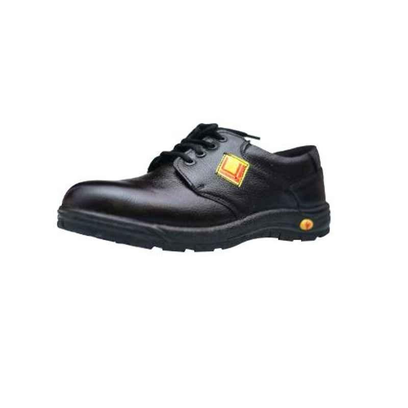 Leather Craft Tesla Leather Steel Toe Black Work Safety Shoes, Size: 8