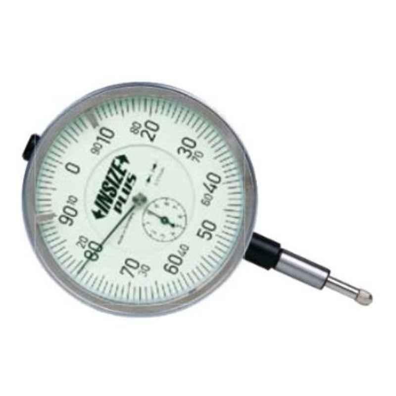 Insize 10mm 0.01mm Dial Indicator With Large Dial Face Flat Back with Spare Lug Back, 2888-10