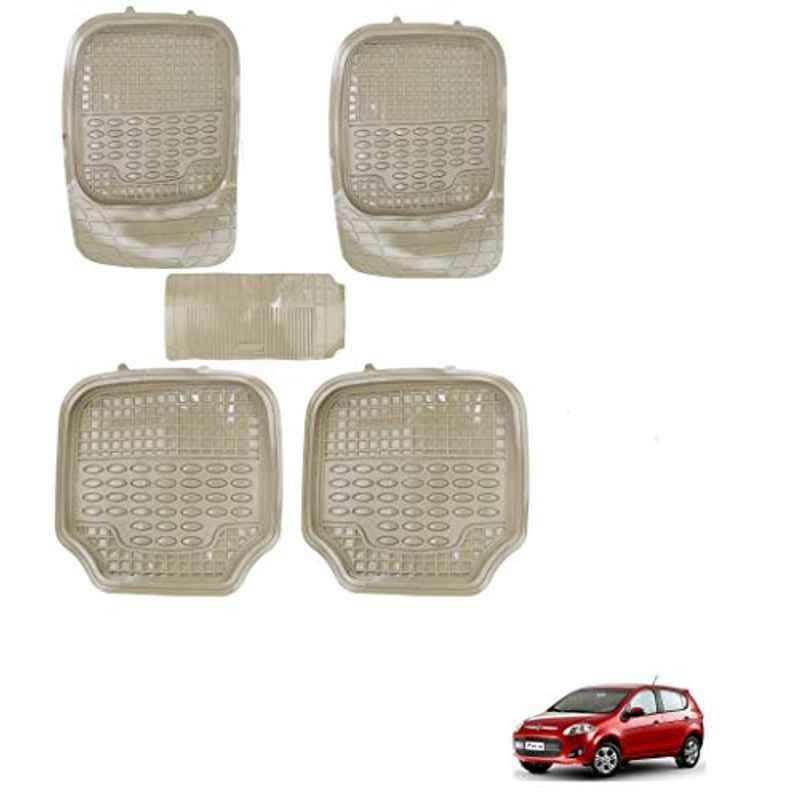 Kozdiko 5 Pcs 4G Beige Rubber & PVC Heavy Car Foot Mat Set for Fiat Palio, koz_81113