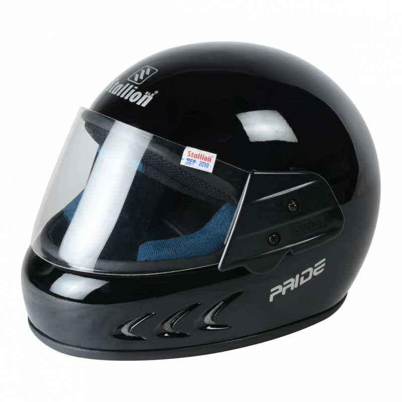 Stallion BLK Pride Plus Full Face Black Motorbike Helmet, Size: M