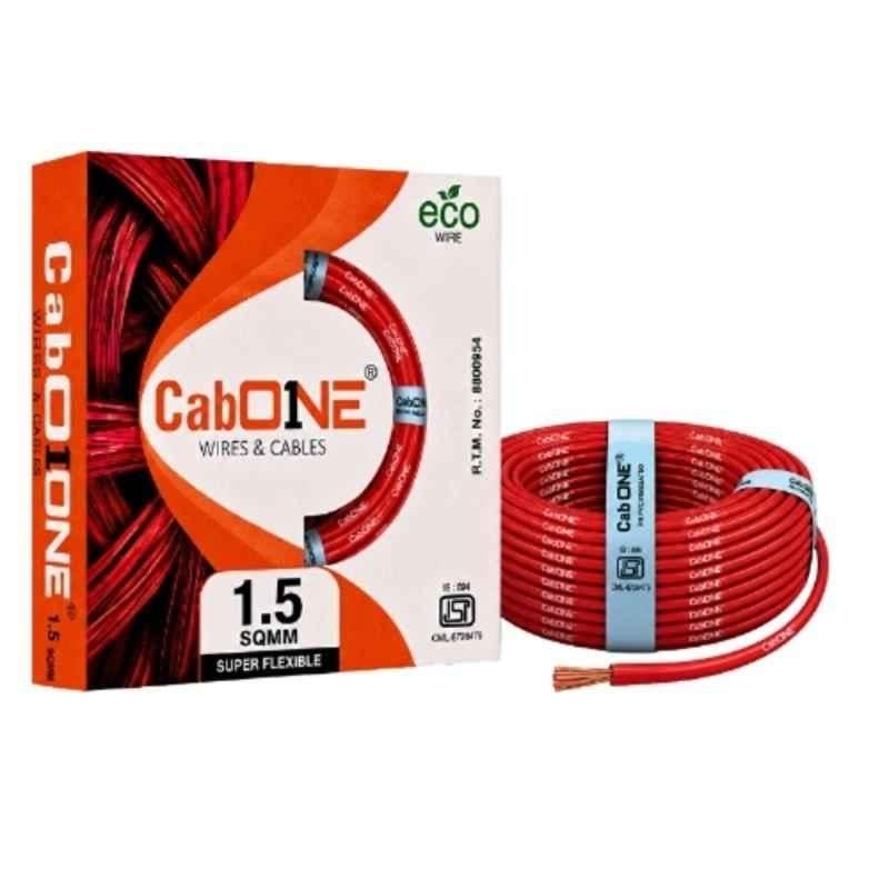 CabONE 1.5Sqmm Red FR PVC Multistrand CCA Electrical Wire, CabONE013, Length: 90 m