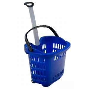 Bigapple 56L Plastic Red Shopping Basket with 2 Wheels, BA-BASKET-56L-AL