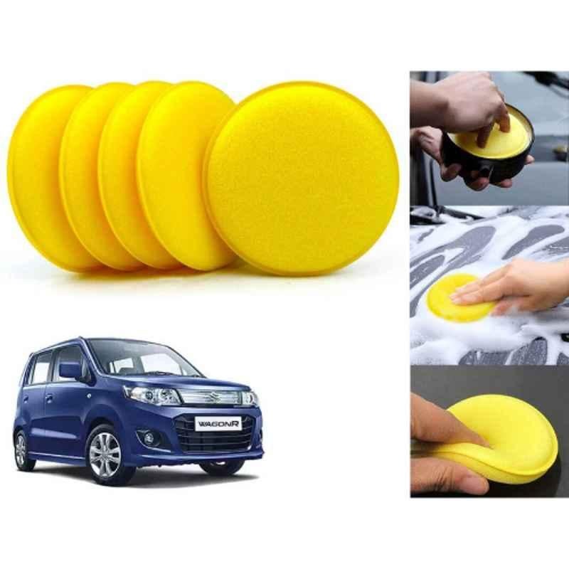 Auto Pearl Polyurethane Beige Washing & Waxing Polish Foam Sponge for WagonR 2014-2018 (Pack of 5)