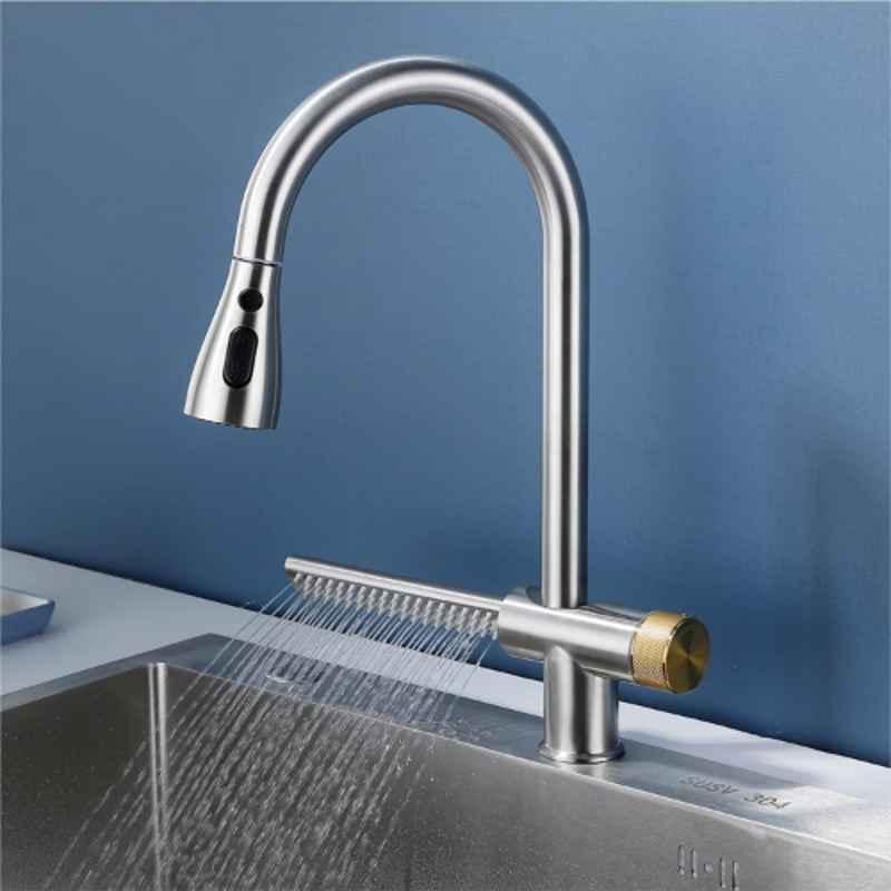 Buy Fossa Stainless Steel Grey Single Hole Swivel Pull Down Kitchen Sink  Faucet with Waterfall Shower Online At Price ₹6246