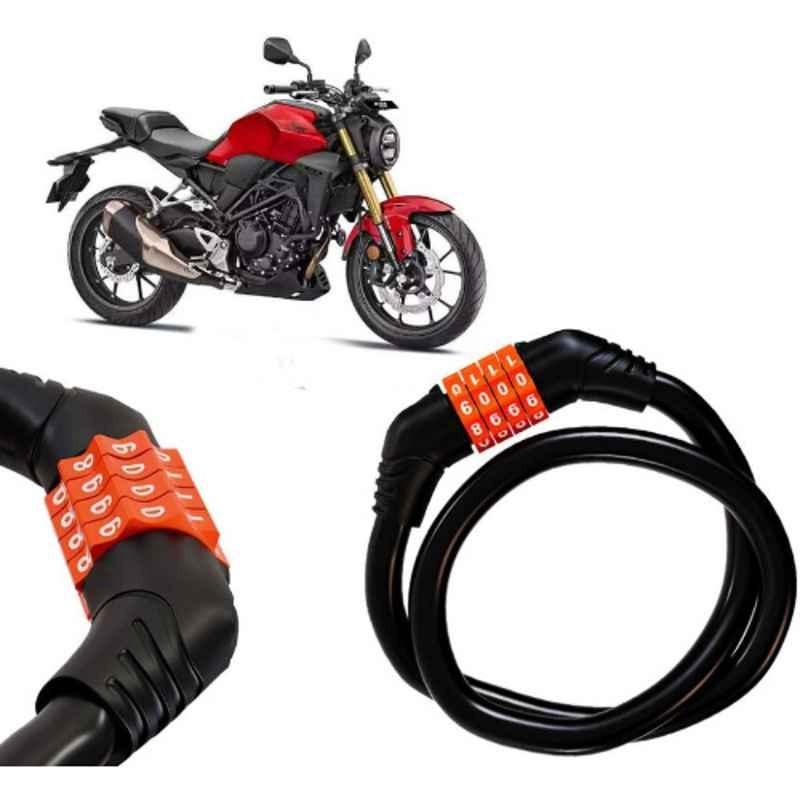 Auto Pearl Black & Orange 4 Digit Anti-Theft Combination Number Lock for CB