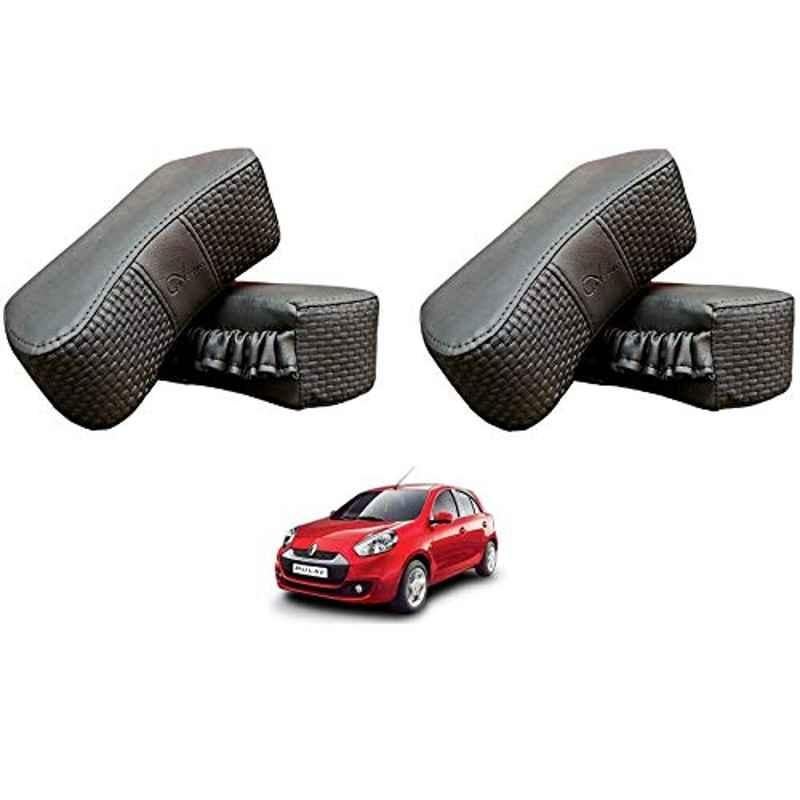 Kozdiko 4 Pcs CV Designer Grey Leatherite Neck Rest Car Cushion Pillow Set for Renault Pulse