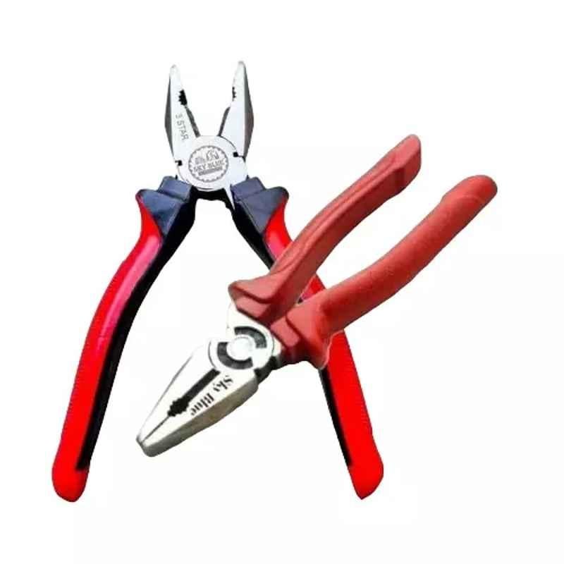 Sky Blue 2 Pcs 8 inch Multicolour 2 Cutting Wire False Piece Lineman Plier Combo, SBE012