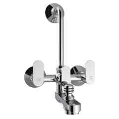 RN 1/2 inch Brass Ingot Nickel & Chrome Plated Telephonic 3 in 1 Touch Wall Mixer with L Bend