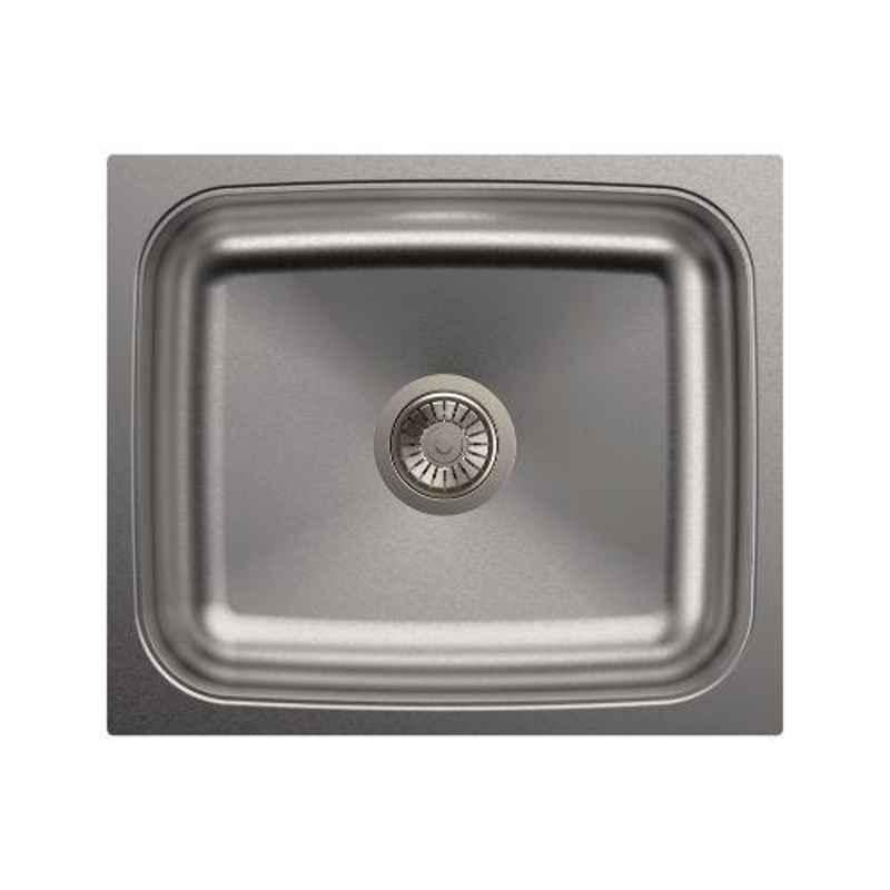 Carysil Elegance Single Bowl Stainless Steel Gloss Finish Kitchen Sink, Size: 21x18x8 inch