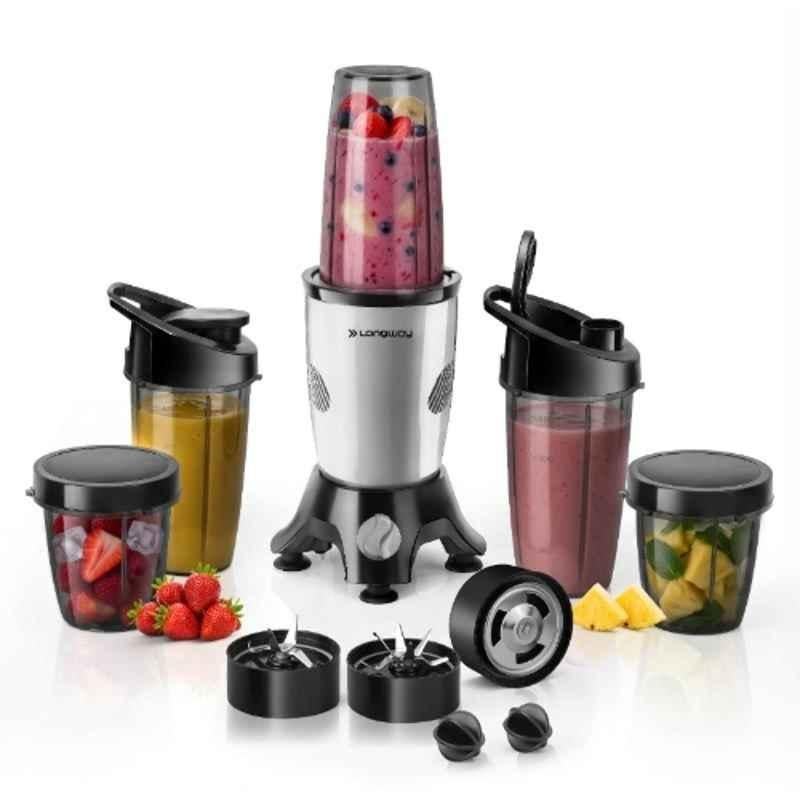 Longway Blixa Nutri 600W 22000rpm Silver Blender with 5 Jars, Stainless Steel Blade & 3 Years Warranty