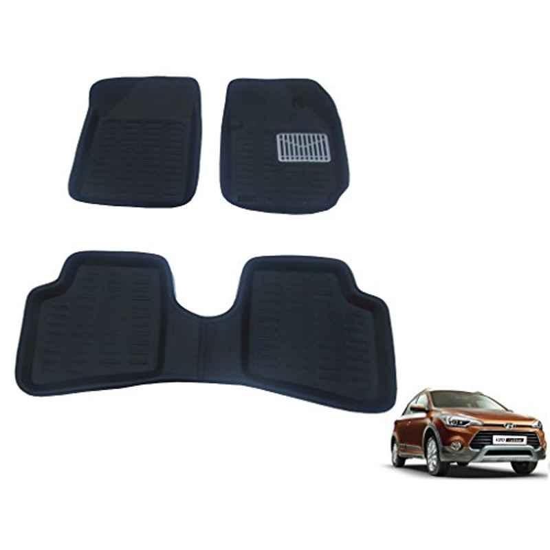Kozdiko 3 Pcs 3D Black Car Foot Mat Set for Hyundai i20, koz_24456