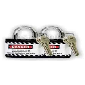 Asian Loto 2 Pcs Metal & Plastic Black Regular Shackle Jacket Padlock Set with 3 Keys, ALC-LPR