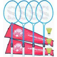 STYRKR Alloy Steel Blue Badminton Racquet Set of 4 Steel Frame with Shuttlecocks 3 & 2 Bag Badminton Kit