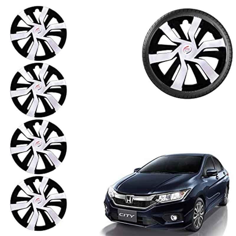 Auto Pearl 4 Pcs 15 inch ABS Black & White Car Wheel Cover Set for Honda City 2017