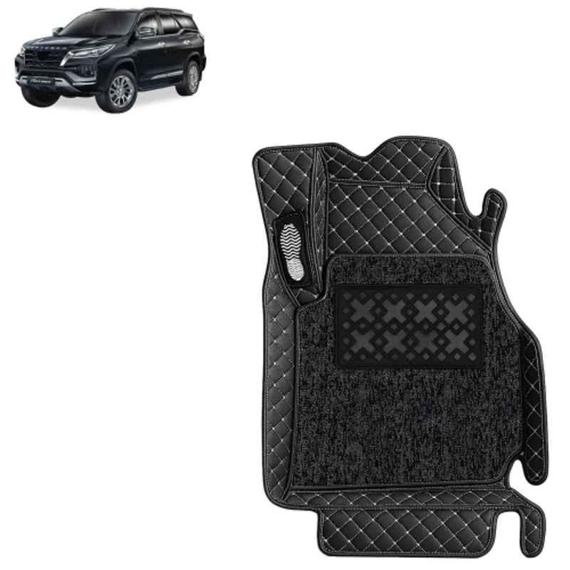 Kingsway 4 Pcs Premium 7D 100% Waterproof & Washable PU Leatherette Classic Black Car Floor Mat Set for Toyota Fortuner Manual 2025 Onwards All Model