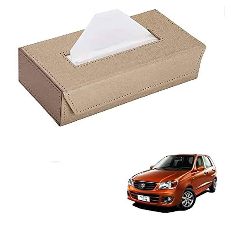 Kozdiko 100 Pulls PU Leather Beige Car Tissue Paper Box with 200 Sheets for Maruti Suzuki Alto K10