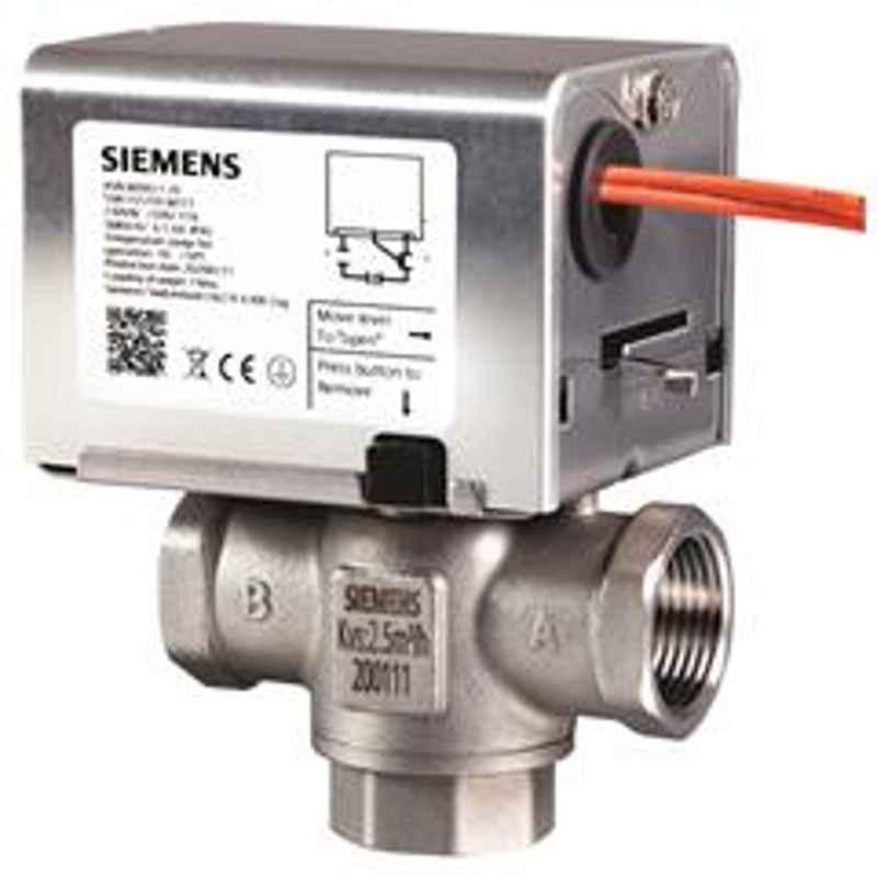 Siemens IP40 PN16 Rated 3 Way Zone Valve with Spring Return On/Off Actuator, MXI422.25