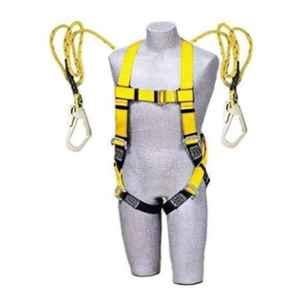Safe Dot Nylon Yellow Full Body Fall Protection Safety Harness with Double Lanyard