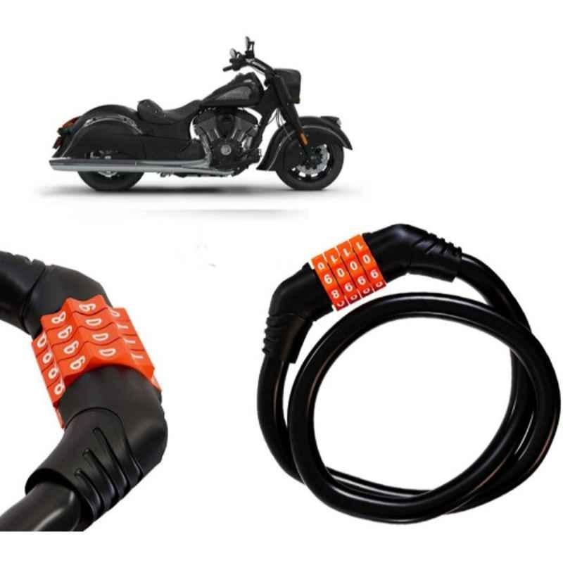Auto Pearl Black & Orange 4 Digit Anti-Theft Combination Number Lock for Chief Dark Horse