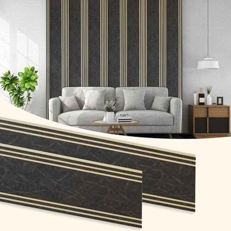 Plantex 56 Sqft 1x8ft 3D Charcoal Wall Panel for Interior Décor, WD-2208 (Pack of 7)