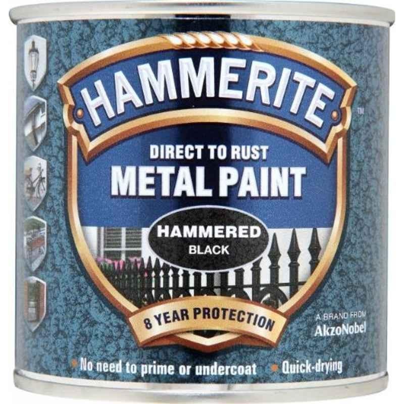 Hammerite 250ml Hammered Black Direct to Rust Metal Paint, 5084792