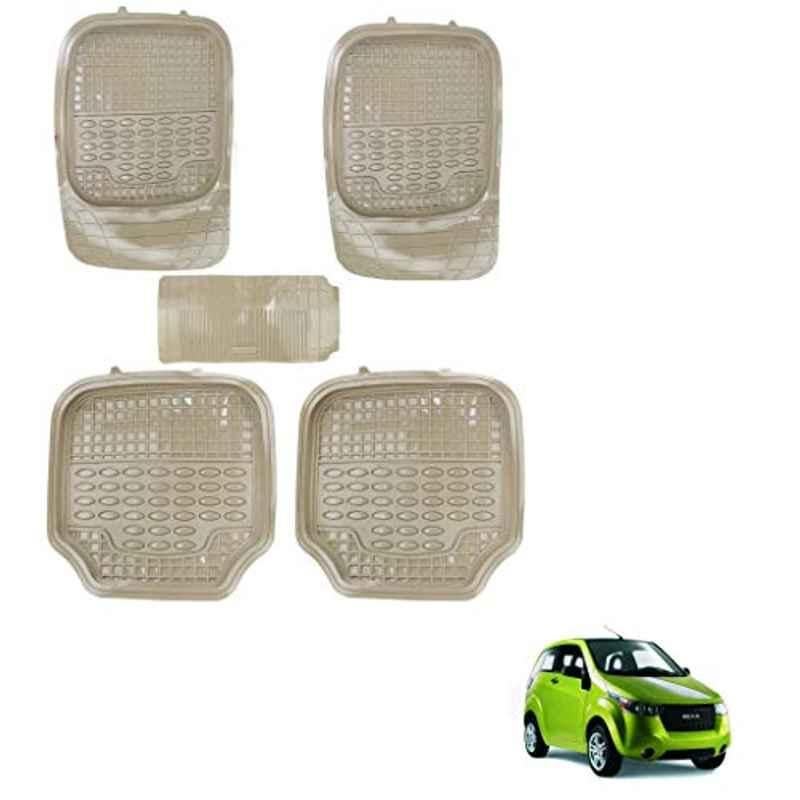 Kozdiko 5 Pcs 4G Beige Rubber & PVC Heavy Car Foot Mat Set for Mahindra Reva, koz_80781