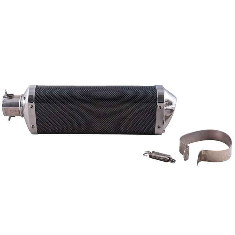 RA Accessories Black Triple Carbon Racing Silencer Exhaust for TVS Victor