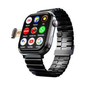 Fire Boltt Dream WristPhone Smartwatch with 4G SIM/LTE/WiFi, Android OS, Play Store Unlimited Apps, GPS & Free Size, Midnight Steel