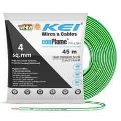 KEI Conflame 4 Sqmm 1 Core FRLSH Green Copper PVC House Wire, Length: 45 m