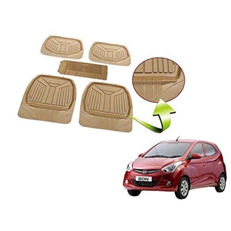 Kozdiko 5 Pcs Rubber Beige 3G Rubber Mat Set for Hyundai Grand I10