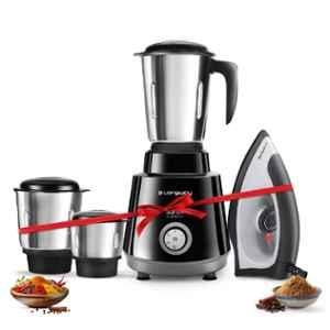 Longway Super Pro 700W ABS Plastic Black & Gray Mixer Grinder with 3 Jars & Kwid 1100W Dry Iron Combo