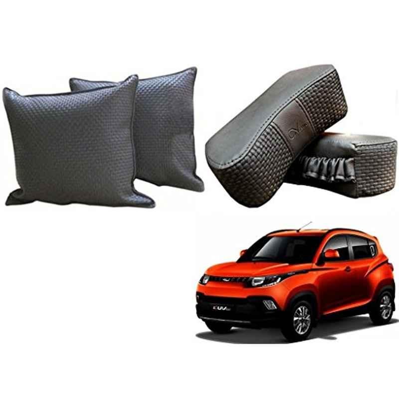 Kozdiko One Pair Grey Neck Rest & One Pair Cushion Combo for Mahindra Kuv 100