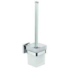 Perk Qubix Stainless Steel & Glass Wall Mount Toilet Brush Set, QX-76024A