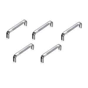 Implemental 4 inch Silver Stainless Steel Oval D Shape Drawer Pull Handle for Kitchen (Pack of 5)