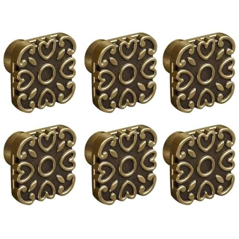 Plantex Knobs for Drawer/Square Drawer Knobs/Knobs for Cabinets/Pull-Push Knobs for Kitchen/Bedroom Drawer (Pack of 6) DTK-299, Antique Brass