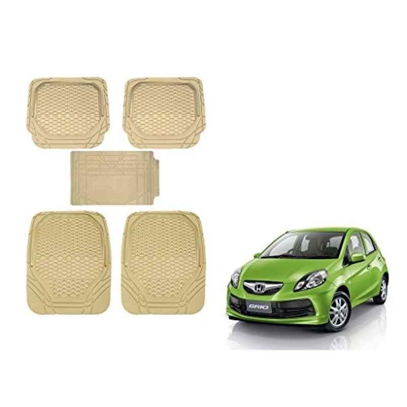 Kozdiko 5 Pcs 8855TW Beige Car Foot Mat Set for Honda Brio, koz_23205