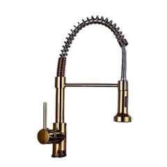 IRIS Luxury Brass Gold Deck Mounted Pull Out Kitchen Sink Faucet