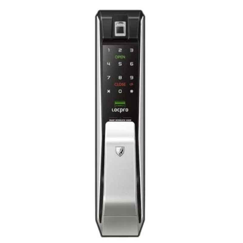 Lockpro Black & Silver Chrome Finish Fingerprint Door Lock, K500F