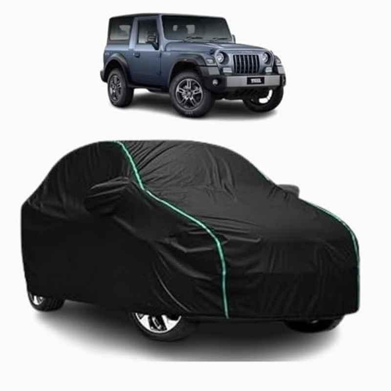 Aarex Auto Polyester Black Car Body Cover with Mirror Pocket, Triple Stitched, Dustproof & Heat Resistant for Mahindra Thar All Models & Years (2012-2026)