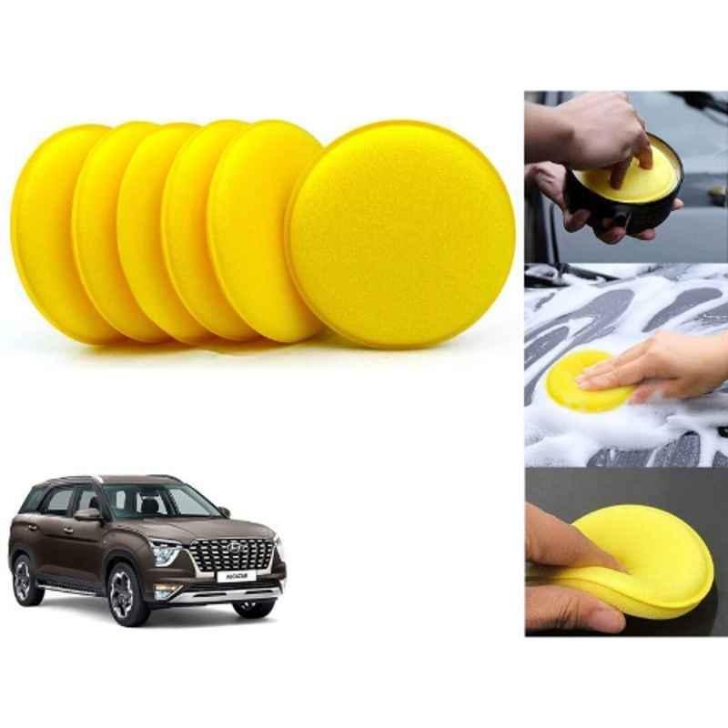 Auto Pearl Polyurethane Beige Washing & Waxing Polish Foam Sponge for Alcazar 2021 Prestige (Pack of 6)