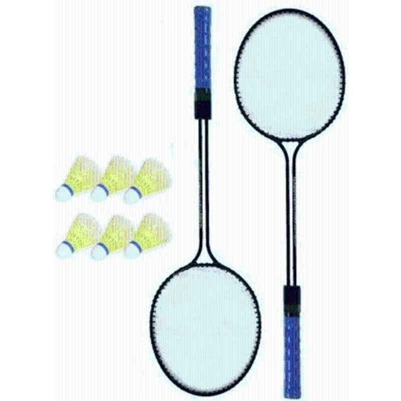 STYRKR 2 Pcs Multicolour Badminton Racket Pack of 2 Pcs with 6 Pcs Plastic Shuttle Badminton Kit